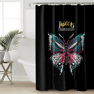 Colorful Butterfly Embroidery Effect SWYL4583 Shower Curtain