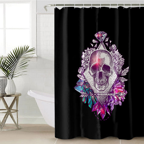 Image of Vintage Skull Purple Diamon Sketch SWYL4584 Shower Curtain