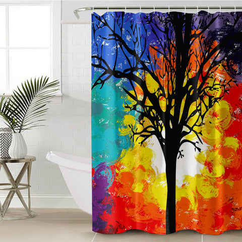 Image of Colorful Big Tree Full Screen SWYL4585 Shower Curtain