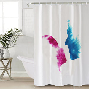 Purple & Blue Human Face Kissing SWYL4586 Shower Curtain