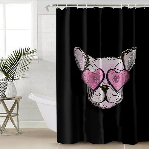 Image of Pink Heart Sunglasses Pug SWYL4588 Shower Curtain