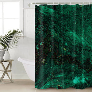 Dark Green Waves Theme SWYL4593 Shower Curtain
