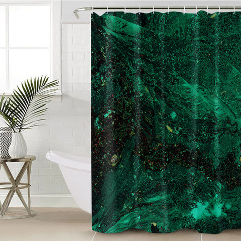 Image of Dark Green Waves Theme SWYL4593 Shower Curtain