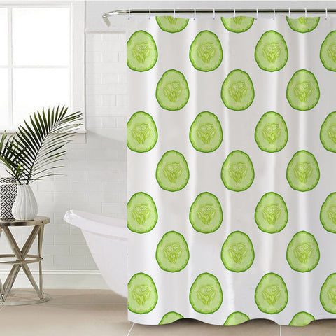 Image of Multi Cucumber White Theme SWYL4594 Shower Curtain