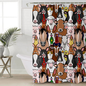 Cute Animals Drawing Full Screen SWYL4604 Shower Curtain