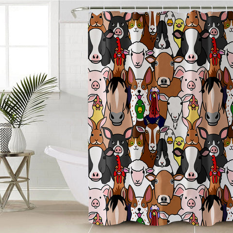 Image of Cute Animals Drawing Full Screen SWYL4604 Shower Curtain