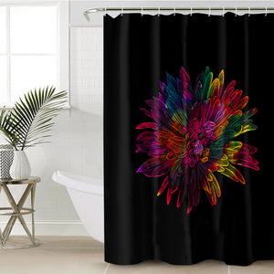 Big Colorful Flower Black Theme SWYL4641 Shower Curtain