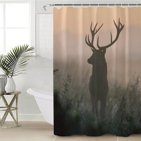 Image of Faded Deer In Forest SWYL4654 Shower Curtain