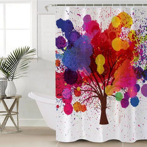 Image of Colorful Splash Big Tree SWYL4657 Shower Curtain