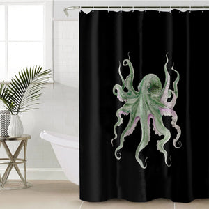 Purple Green Octopus Black Theme SWYL4660 Shower Curtain