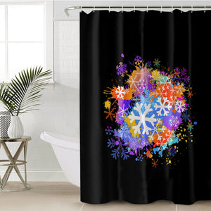 Multi Color White Snowflake SWYL4661 Shower Curtain