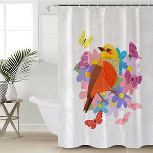 Pastel Geometric Sunbird & Butterflies SWYL4744 Shower Curtain