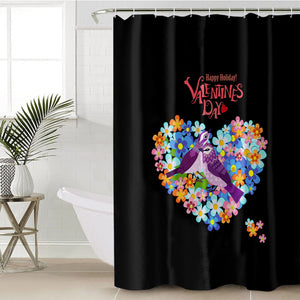 Blue Couple Sunbird In Floral Heart - Valentine's Day SWYL4746 Shower Curtain