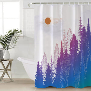 Orange Sun Gradient Purple Forest Background SWYL4748 Shower Curtain