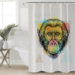 Colorful Watercolor Triangle Monkey SWYL4751 Shower Curtain