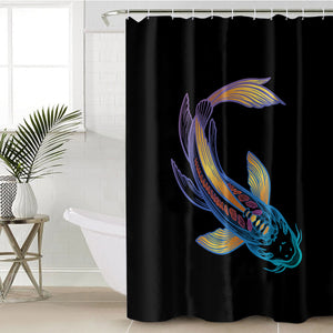 Golden Gradient Blue Purple Fish Koi SWYL4755 Shower Curtain