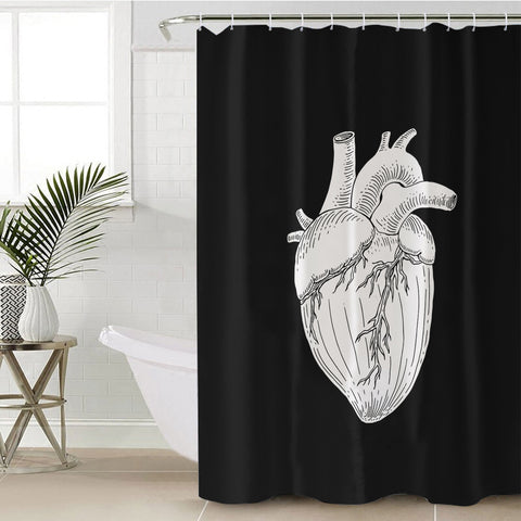 Image of B&W Heart Sketch SWYL4756 Shower Curtain