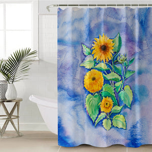 Chrysanthemum Blue Cloud Theme SWYL5147 Shower Curtain