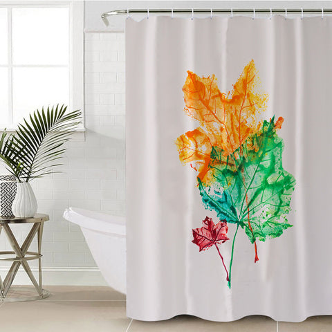 Image of Colorful Maple Leaves White Theme SWYL5148 Shower Curtain