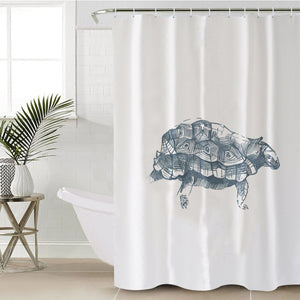 Turtle Pencil Sketch Grey Line SWYL5149 Shower Curtain