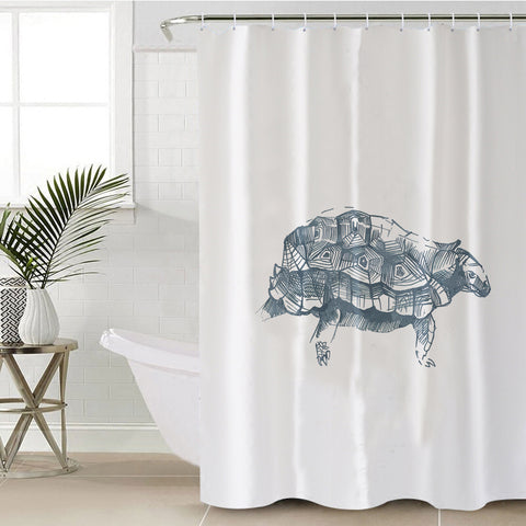 Image of Turtle Pencil Sketch Grey Line SWYL5149 Shower Curtain