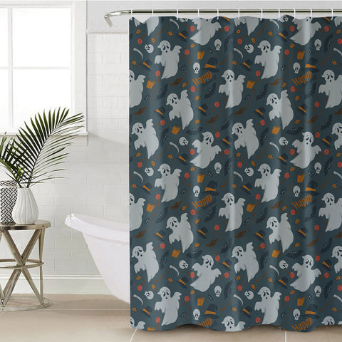 Image of Cute Ghost Halloween Theme SWYL5150 Shower Curtain