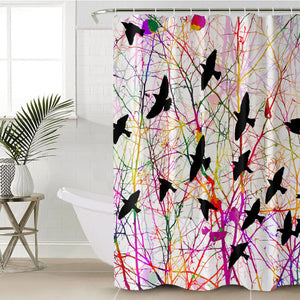 Colorful Bird Net SWYL5153 Shower Curtain