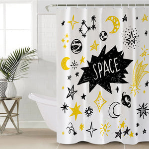 Cute Space Childen Line Sketch SWYL5155 Shower Curtain