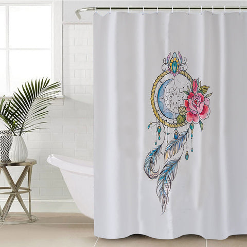 Image of Swinging Dreamcatcher White Theme SWYL5156 Shower Curtain