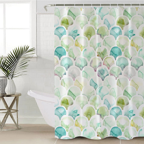 Image of Green Blue Pastel Japanese Seamless Art SWYL5157 Shower Curtain