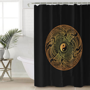 Golden Circle Yin Yang Seamless Wave Pattern SWYL5162 Shower Curtain
