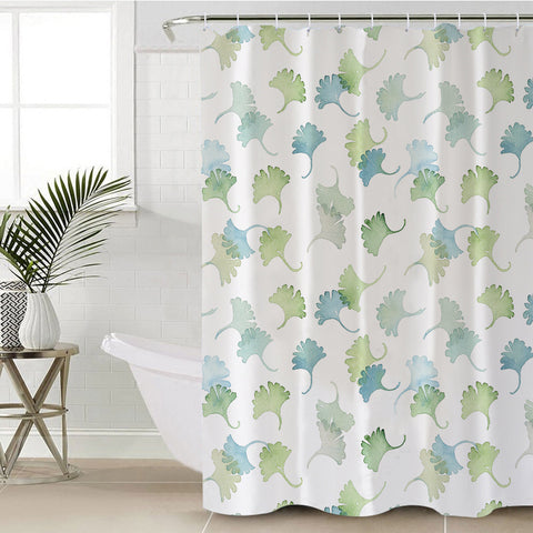 Image of Shade of Green Pastel Palm Leaves SWYL5165 Shower Curtain