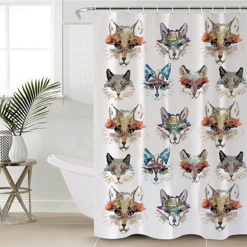 Image of Multi Colorful Fox Watercolor SWYL5167 Shower Curtain