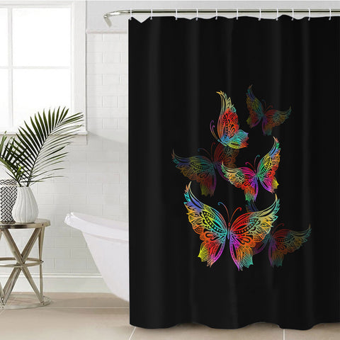 Image of RGB Colorful Butterflies Transparent SWYL5169 Shower Curtain