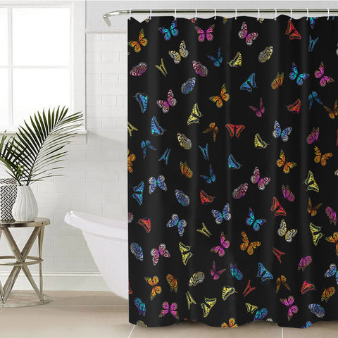 Image of Multi Colorful Butterflies Back Theme SWYL5170 Shower Curtain