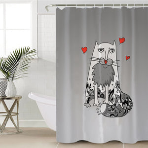 Love Old Cat Grey Theme SWYL5177 Shower Curtain