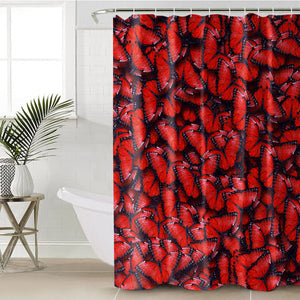 Multi Red Butterflies SWYL5179 Shower Curtain