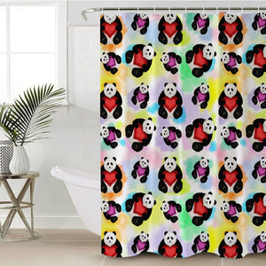 Multi Love Panda Gradient Theme SWYL5180 Shower Curtain