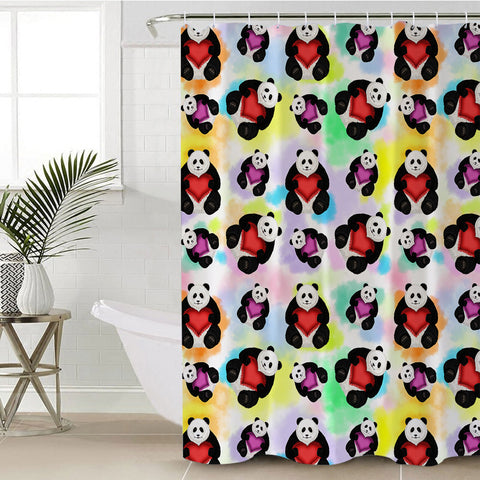 Image of Multi Love Panda Gradient Theme SWYL5180 Shower Curtain