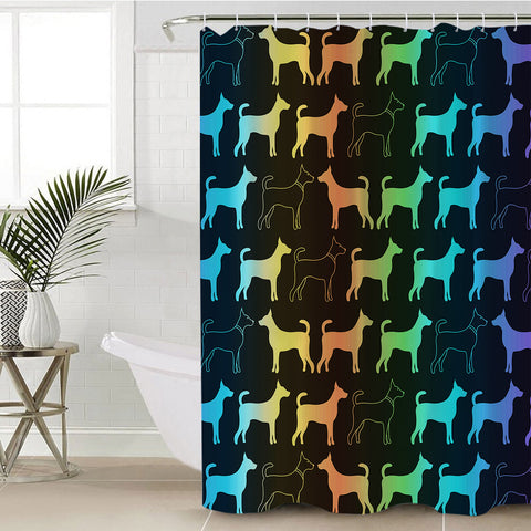 Image of Gradent Monogram Dog Shape SWYL5182 Shower Curtain