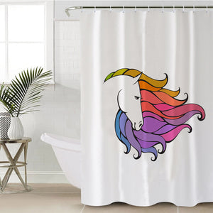 Colorful Unicorn Hair White Theme SWYL5184 Shower Curtain