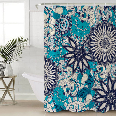 Image of Shade of Blue Multi Mandala SWYL5188 Shower Curtain