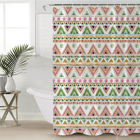 Image of Shade of Pink & Green Aztec SWYL5189 Shower Curtain