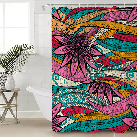 Image of Colorful Mandala Palm Leaves SWYL5190 Shower Curtain
