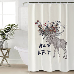 Floral Deer Sketch Wild Art SWYL5192 Shower Curtain