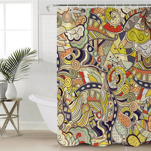 Image of Shade of Yellow Mandala Art Shape SWYL5194 Shower Curtain
