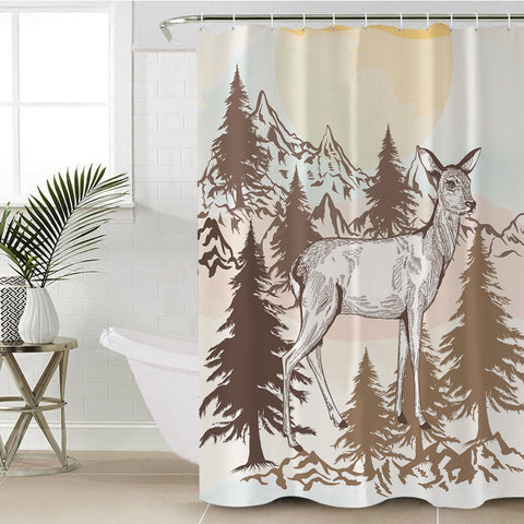 Image of Little Deer Forest Brown Theme SWYL5197 Shower Curtain