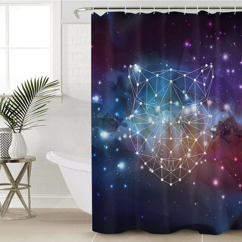 Image of Panther Geometric Line Galaxy Theme SWYL5198 Shower Curtain