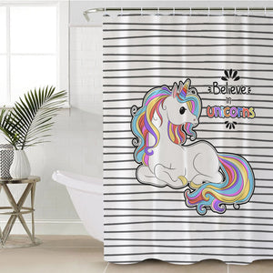 Cute Colorful Unicorn Stripes SWYL5199 Shower Curtain