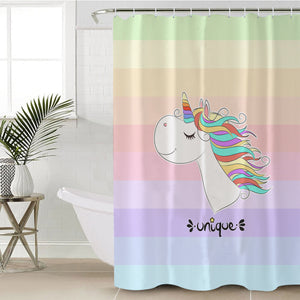 Happy Colorful Unicorn Pastel Stripes SWYL5201 Shower Curtain